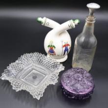 Fenton Amethyst Glass Floral Trinket Box and More