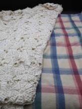 Large Handmade "Pinwheel" & LL Bean Tartan Plaid Wool Blanket