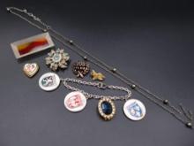 1940s Gold Fill Enamel "Puff" Locket and more