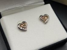 Kay Jewelers 10K White Rose Gold 3 Diamond Earrings