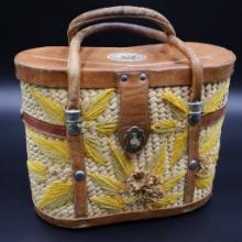 Vintage Oval Woven Bucket Purse
