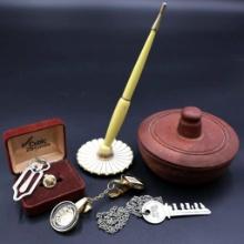 Vintage Mastercraft Pen, Ladies Shriners clips,