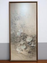 Vintage Large Floral Silk Painting