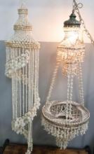 Hanging Shell Chandelier and Lighted Hanging Lamp