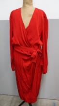 Vintage Dana Buchman Red Long Sleeve Wrap Dress