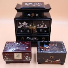 Vintage Lacquerware Inlaid Jewelry Boxes