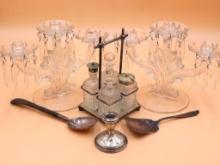 Vintage Cruet Set and Weighted Sterling Candle Holder