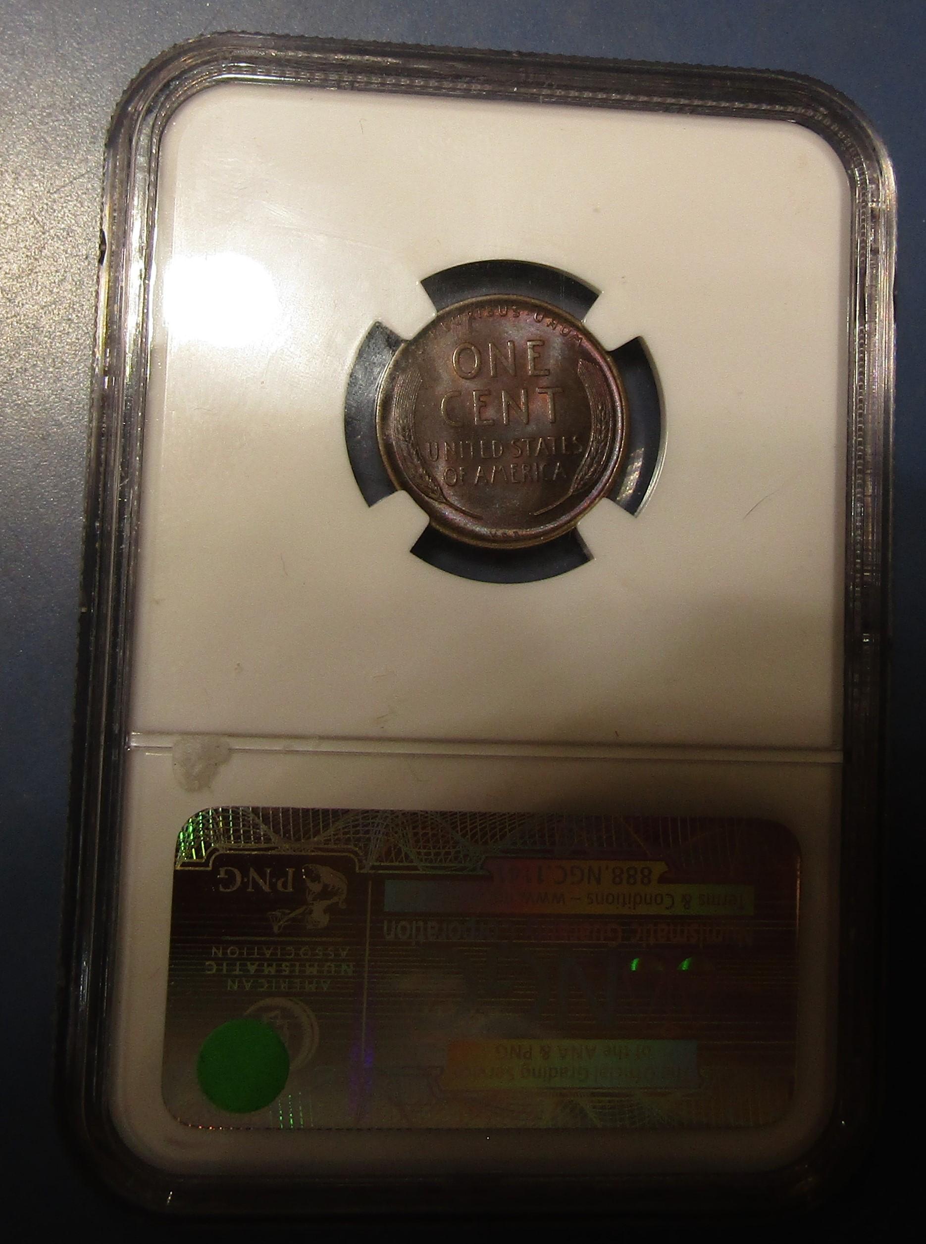 1909-VDB LINCOLN CENT NGC MS-65 BROWN