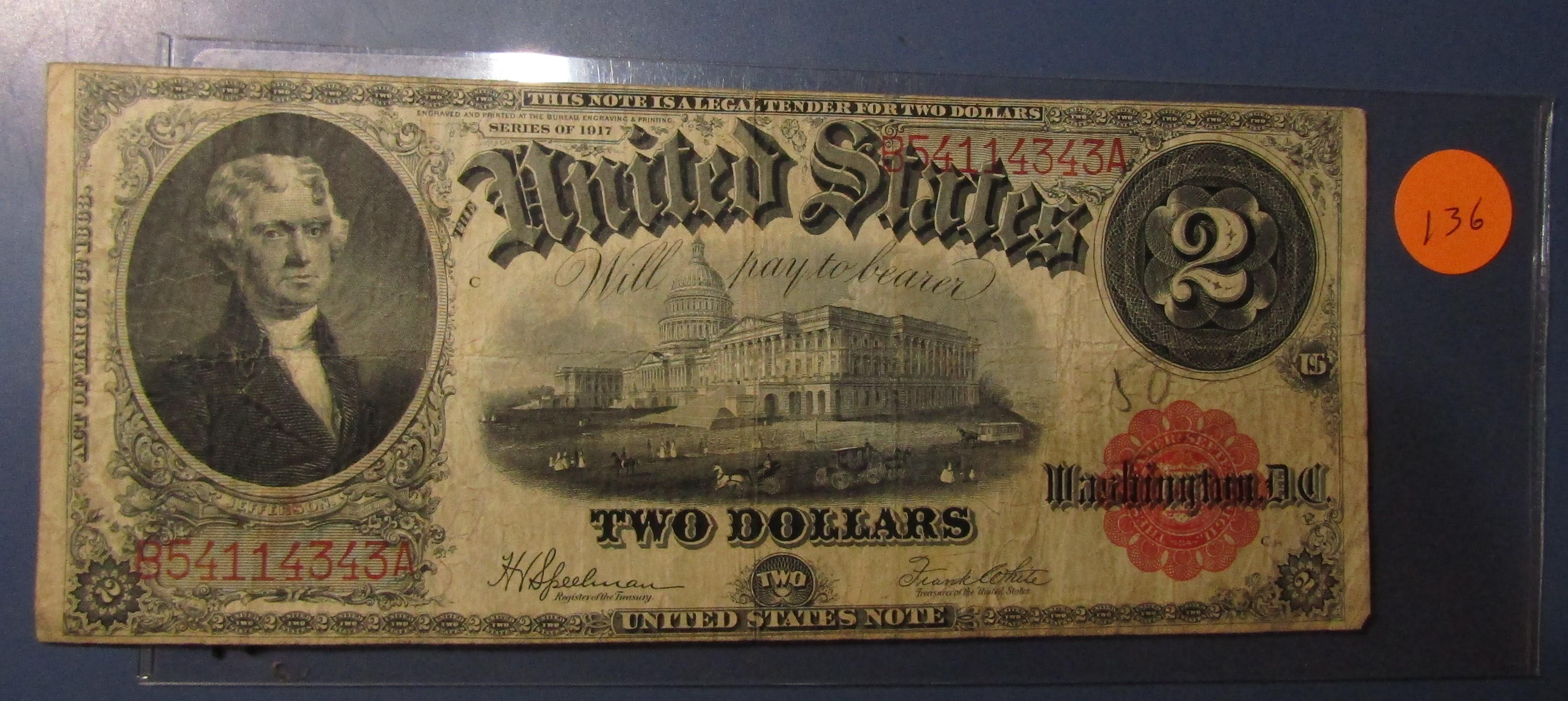 1917 $2.00 LEGAL TENDER NOTE FINE