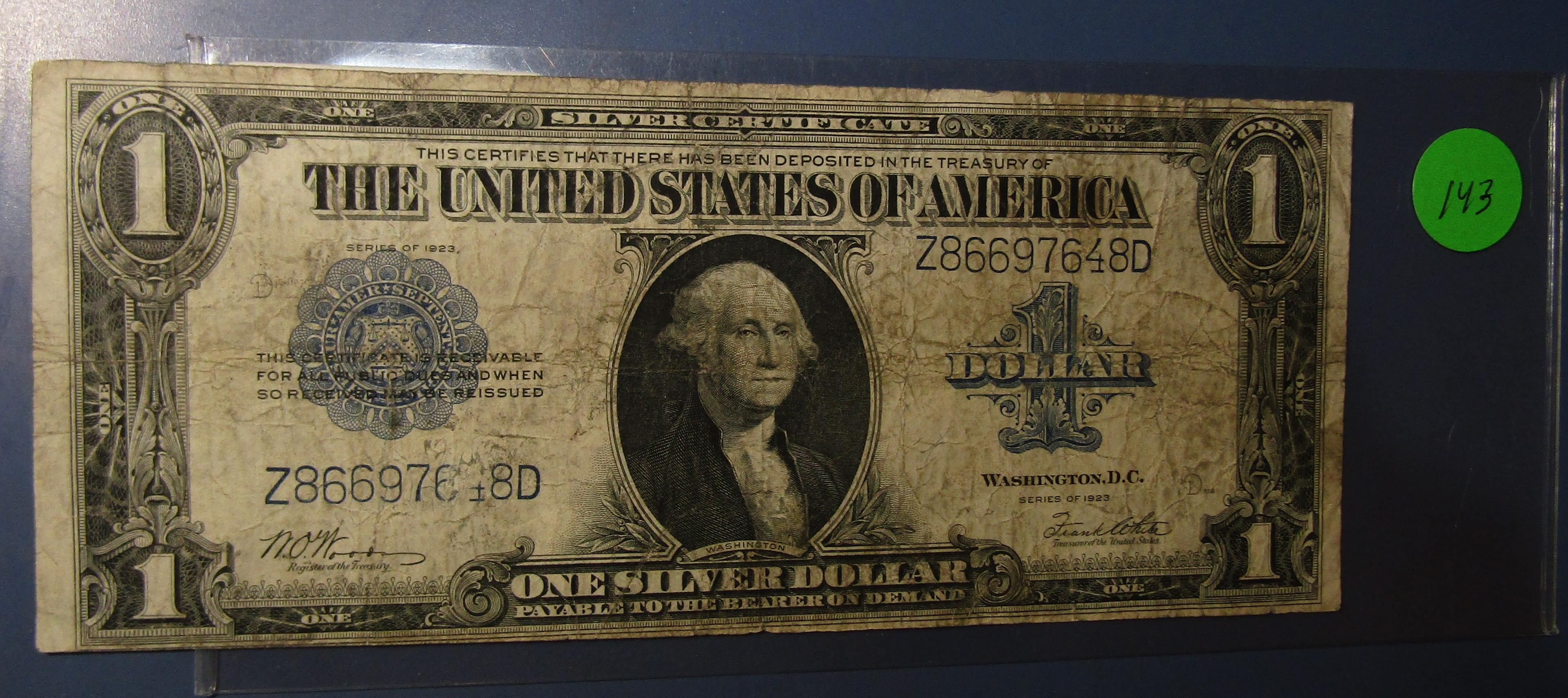 1923 $1.00 SILVER CERTIFICATE NOTE FINE