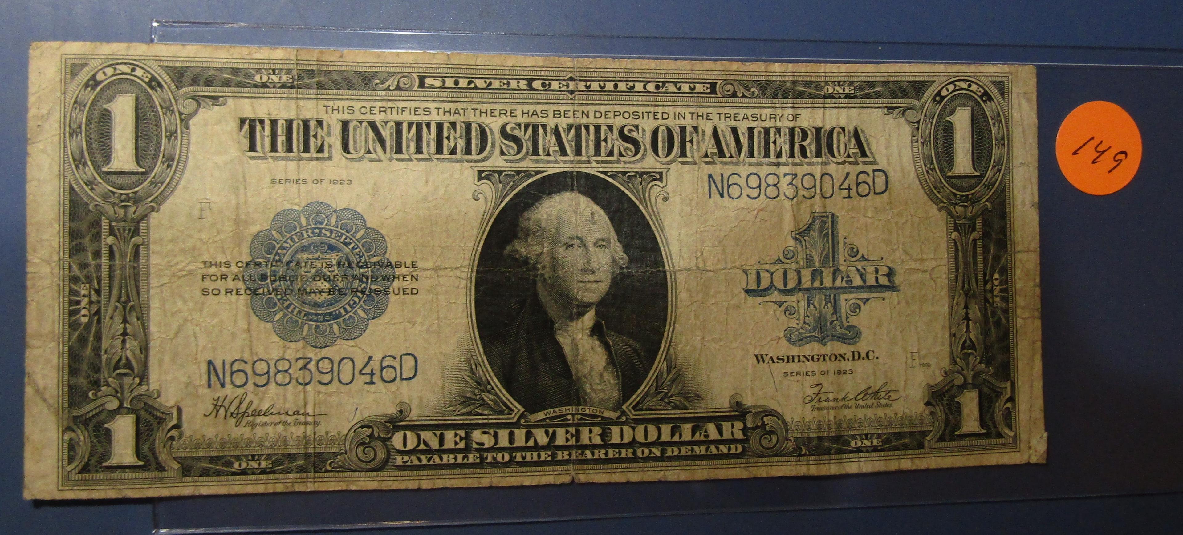 1923 $1.00 SILVER CERTIFICATE NOTE VG