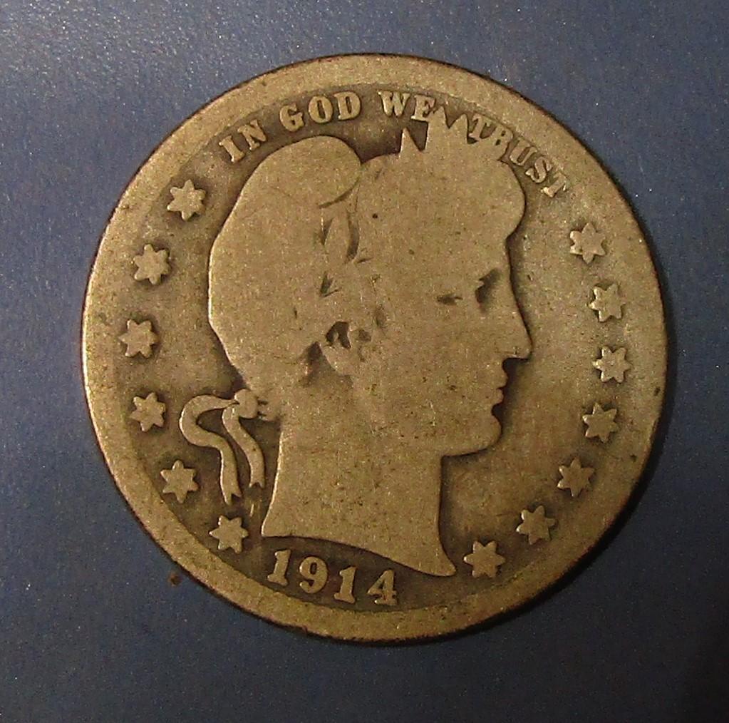 1914-S BARBER QUARTER GOOD