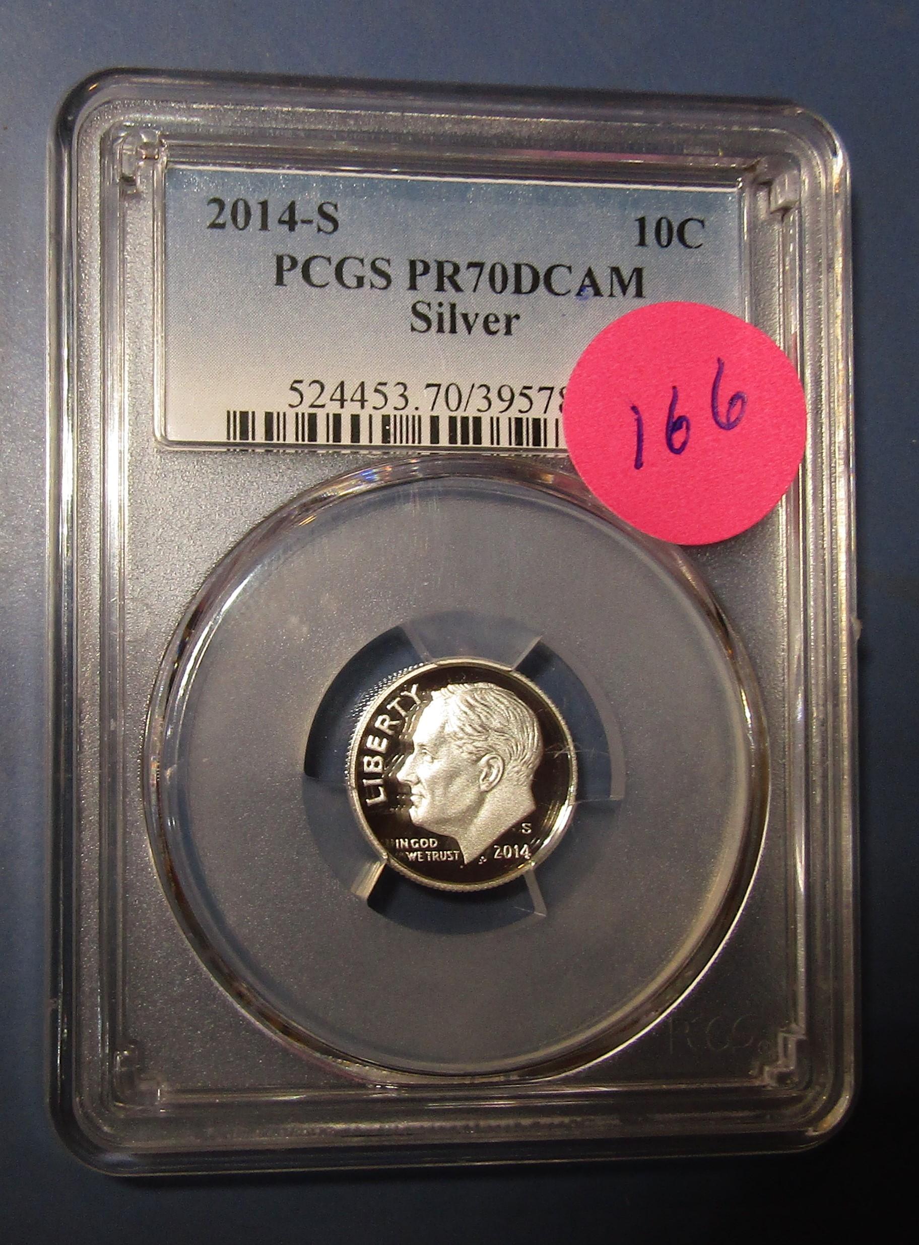 2014-S SILVER ROOSEVELT DIME PCGS PF-70 DEEP CAMEO