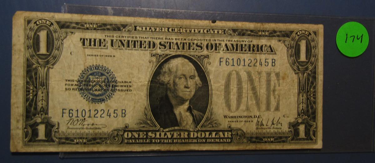 1928-B $1.00 SILVER CERTIFICATE NOTE VG