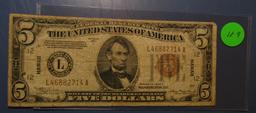 1934-A $5.00 HAWAII FEDERAL NOTE VG