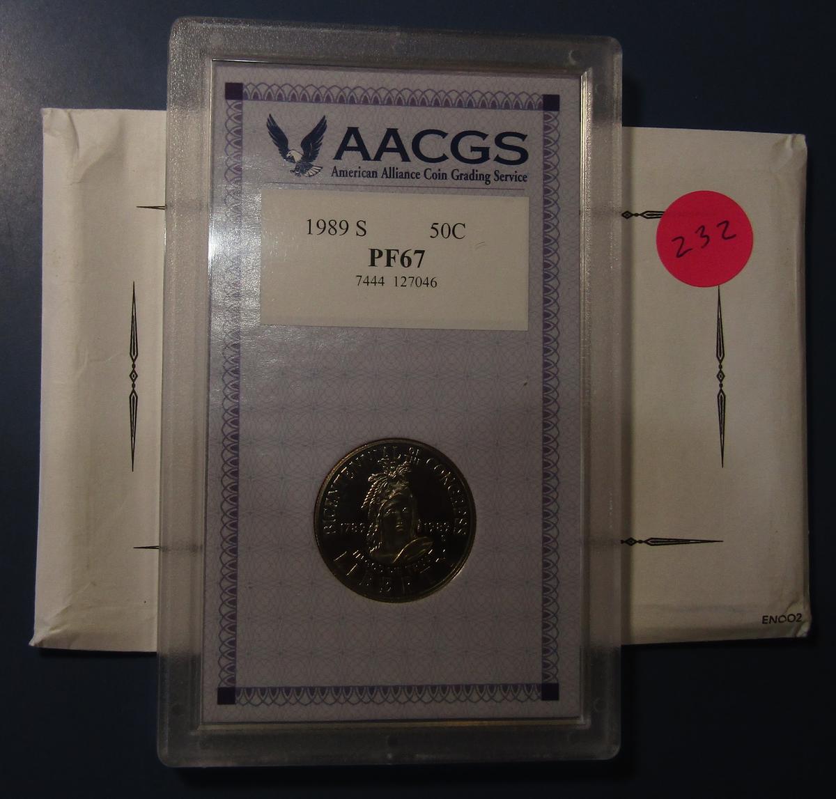 1989-S CONGRESS HALF DOLLAR AACGS PF-67