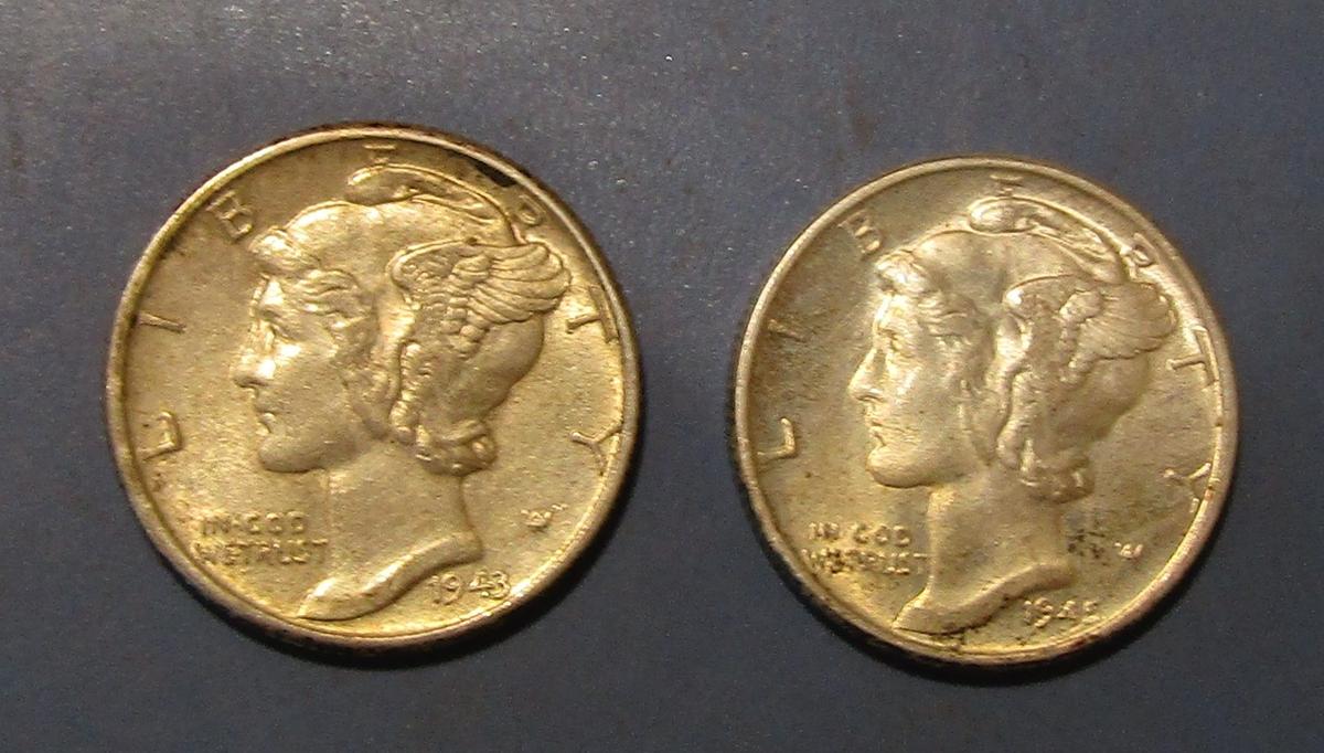 LOT OF TWO UNC MERCURY DIMES (2 COINS)