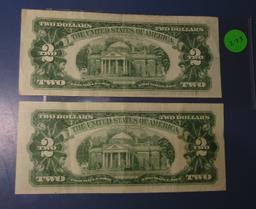 LOT OF TWO 1963 $2.00 NOTES CH AU (2 NOTES)