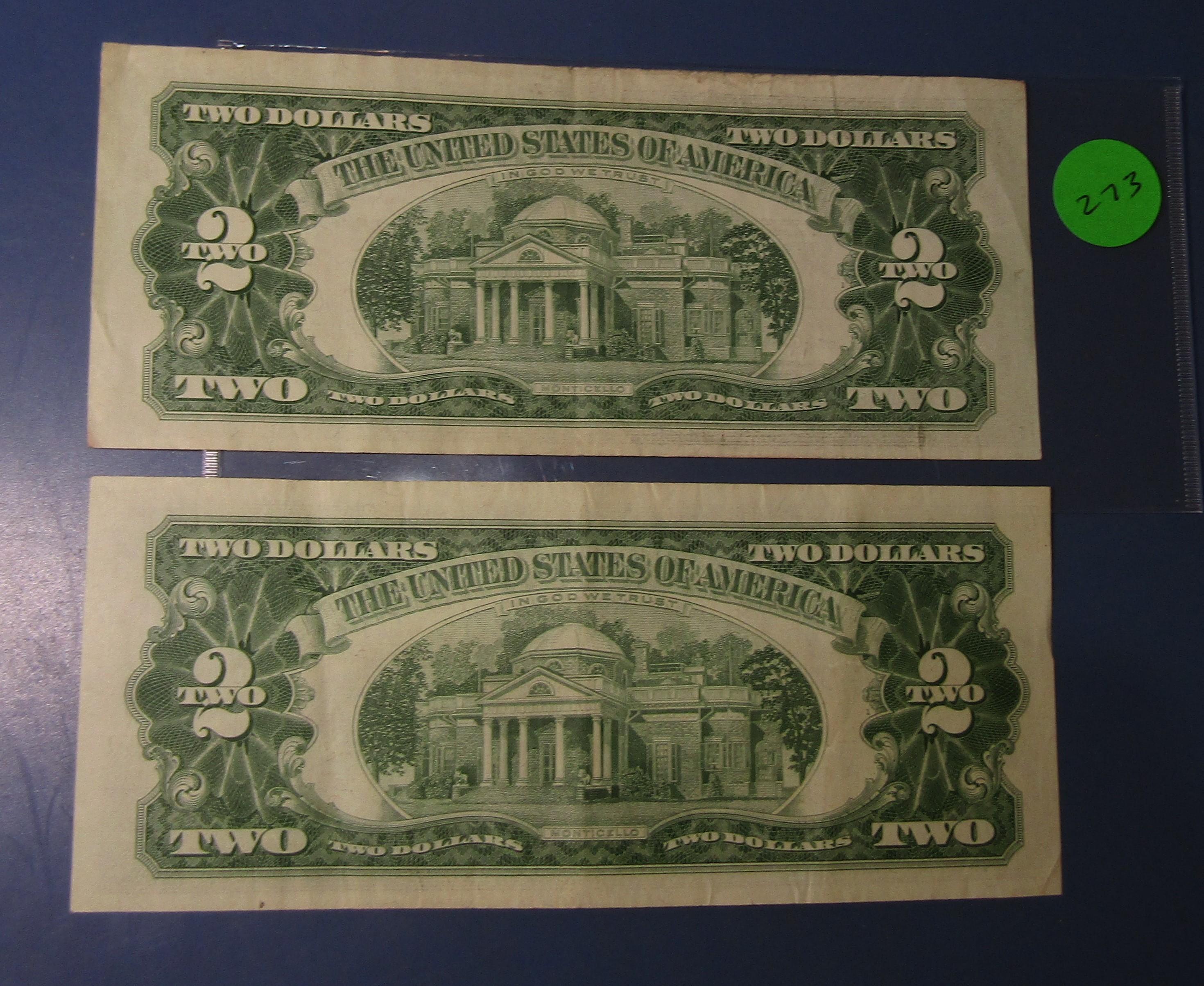LOT OF TWO 1963 $2.00 NOTES CH AU (2 NOTES)