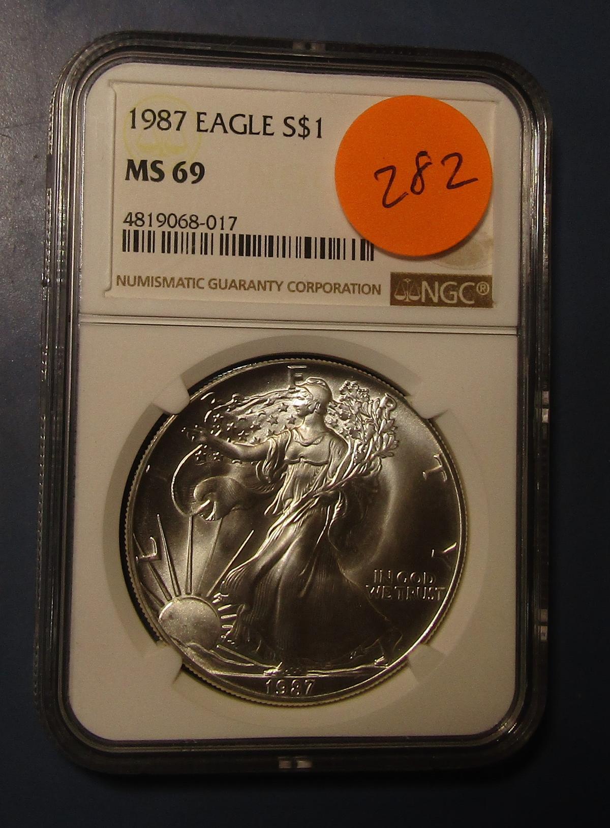 1987 AMERICAN SILVER EAGLE NGC MS-69