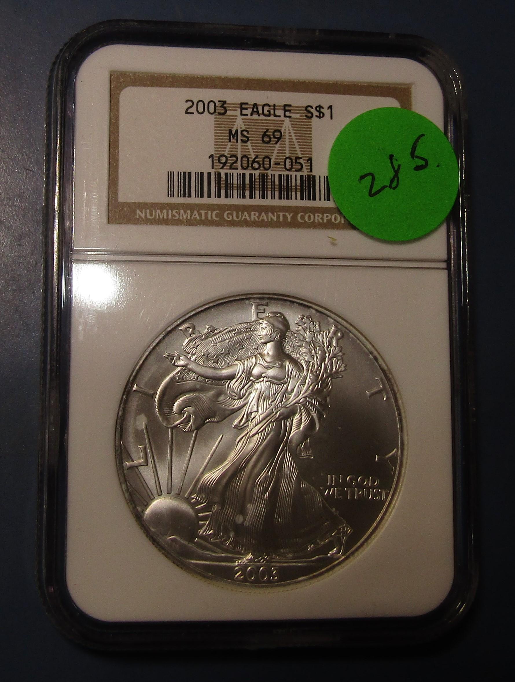 2003 AMERICAN SILVER EAGLE NGC MS-69