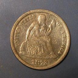 1872 LIBERTY SEATED DIME VF
