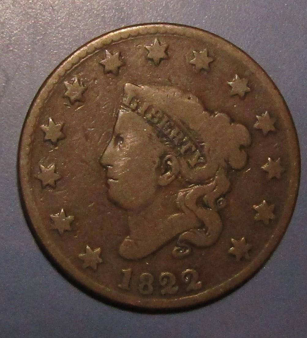 1822 LARGE CENT G/VG