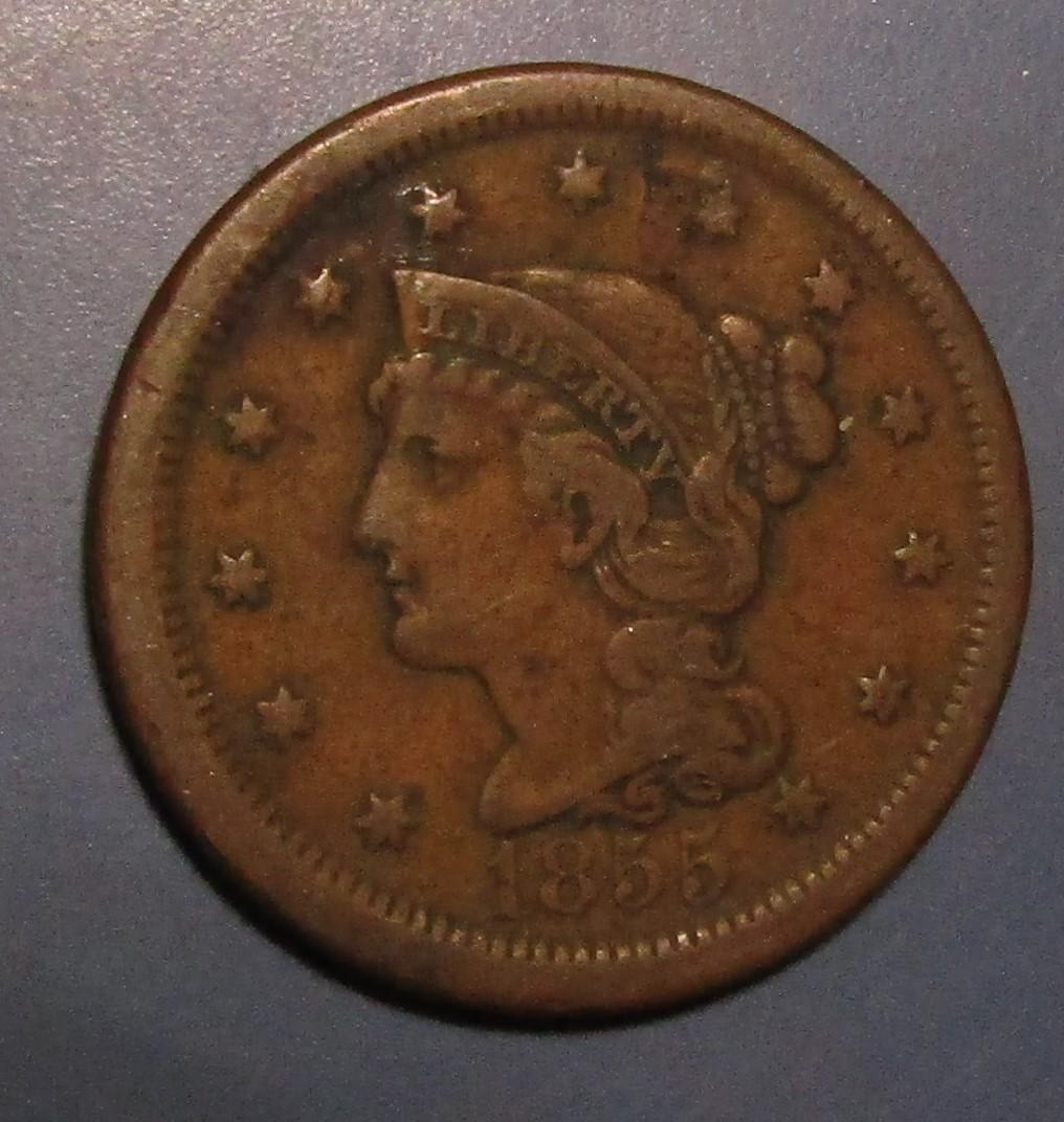 1855 LARGE CENT FINE