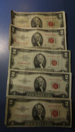 LOT OF THIRTY ONE $2.00 US NOTES VG-AU (31 NOTES)