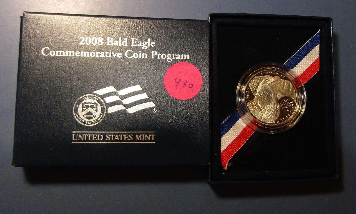 2008 BALD EAGLE CLAD COMMEM. CLAD HALF DOLLAR IN BOX