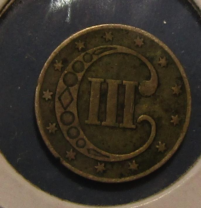 1852 THREE CENT SILVER G/VG