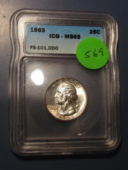 1963 WASHINGTON QUARTER ICG MS-65