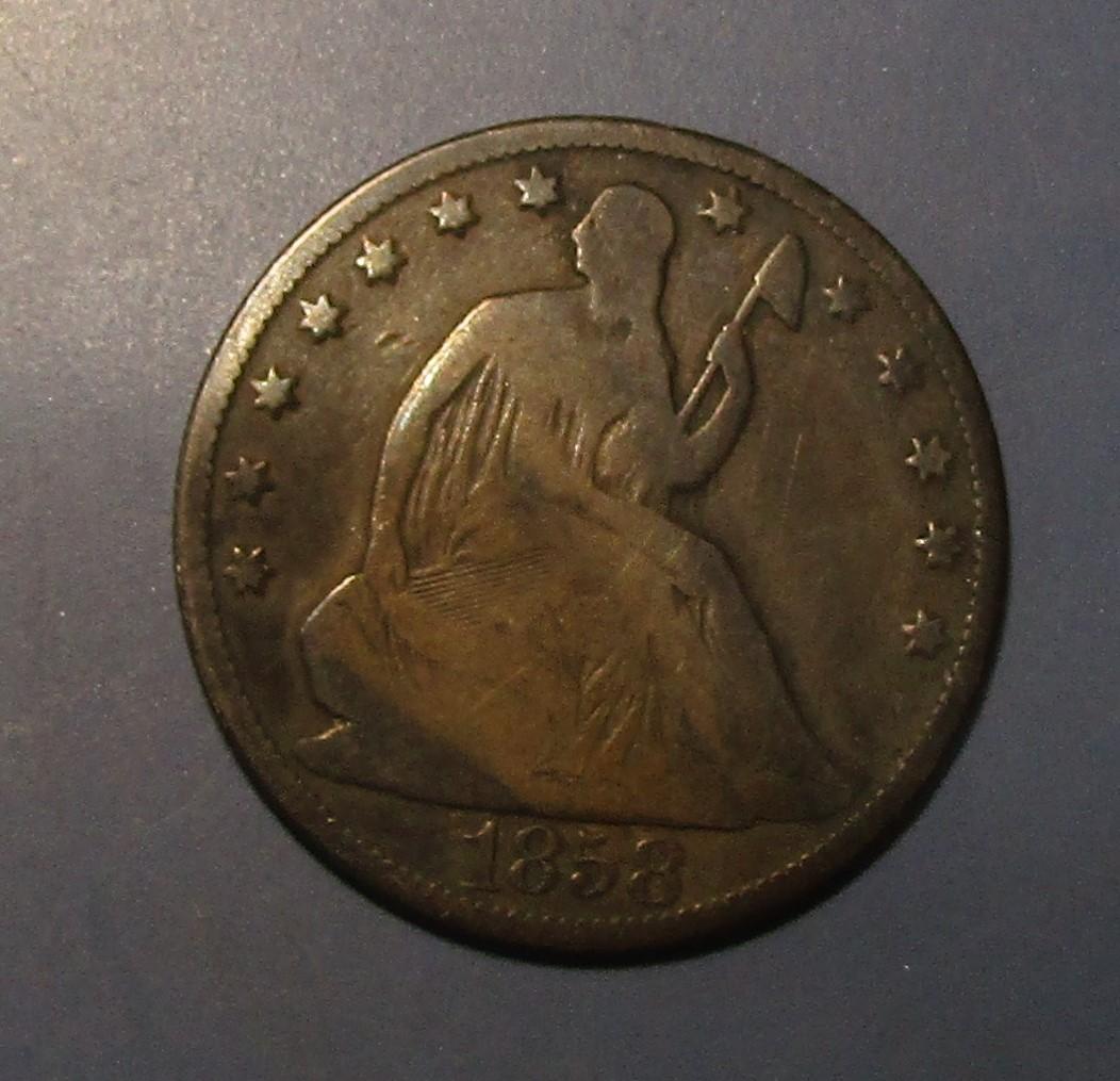 1858-O LIBERTY SEATED HALF DOLLAR G/VG