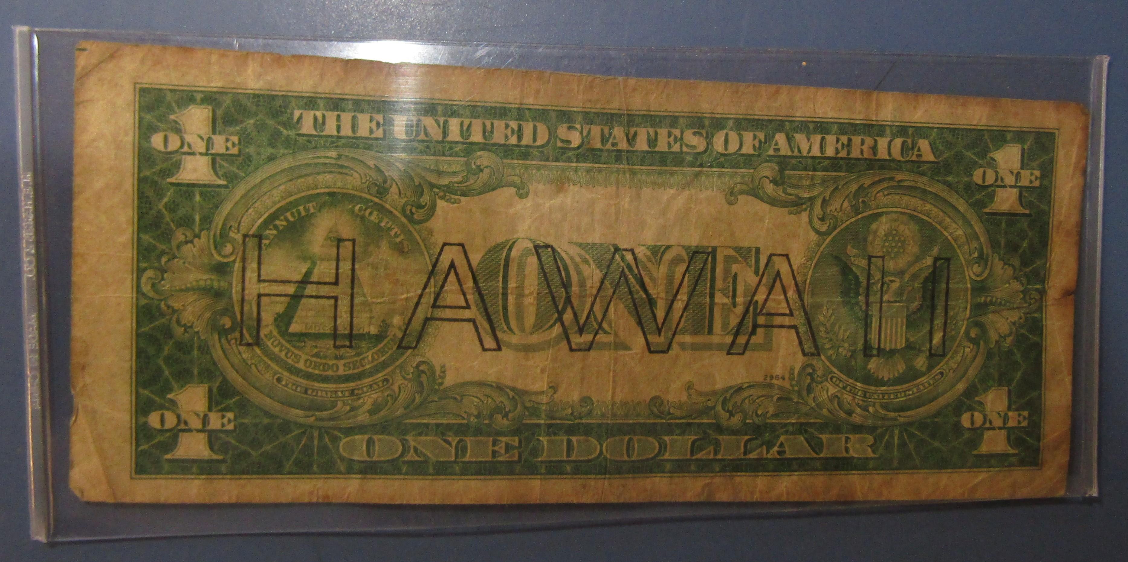 1935-A $1.00 HAWAII SILVER CERTIFICATE NOTE FINE