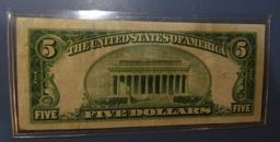 1928-C $5.00 US RED SEAL NOTE XF