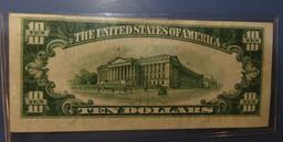 1934-C $10.00 SILVER CERTIFICATE NOTE XF/AU