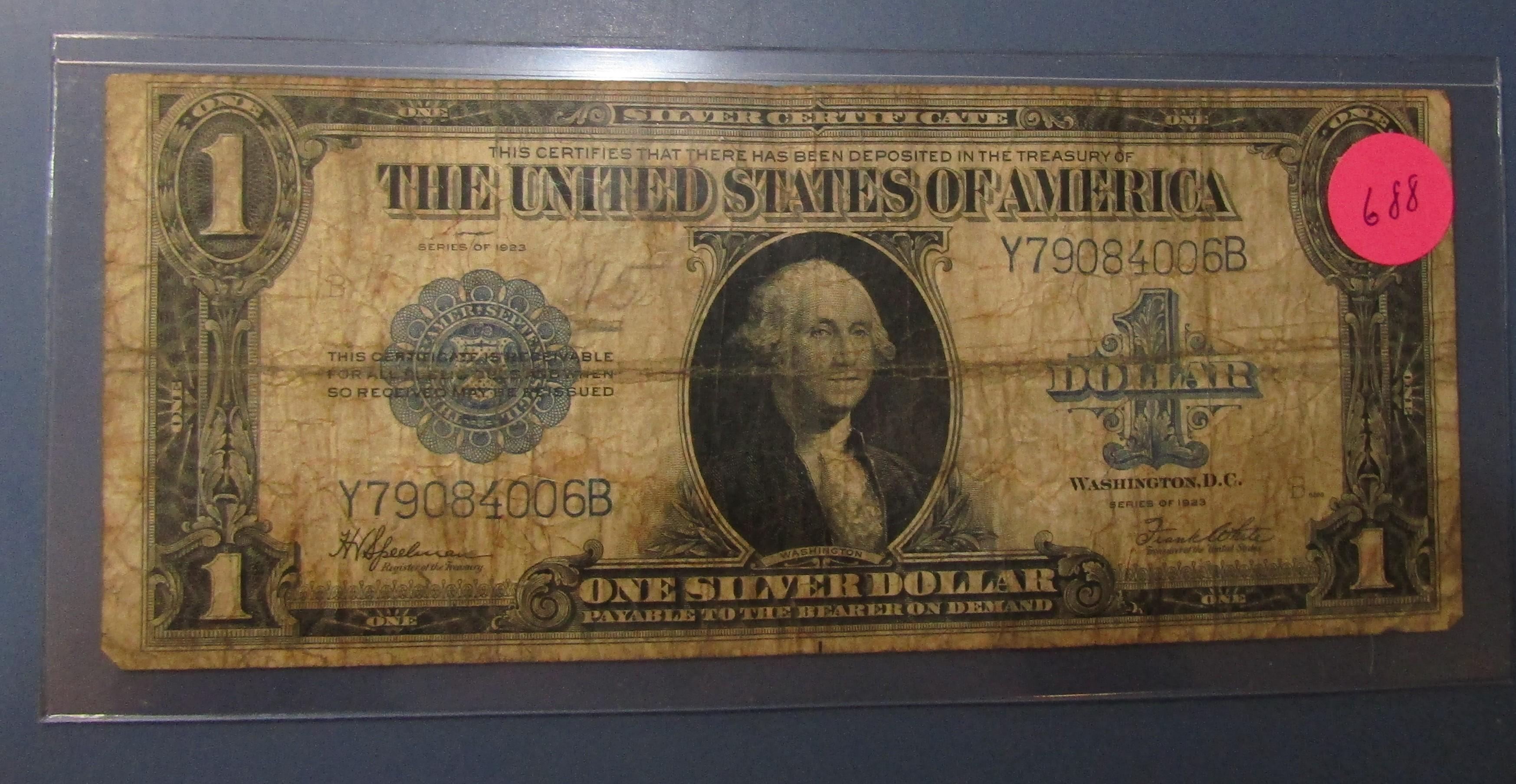 1923 $1.00 SILVER CERTIFICATE NOTE VG