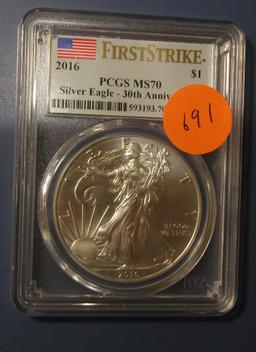 2016 AMERICAN SILVER EAGLE PCGS MS-70