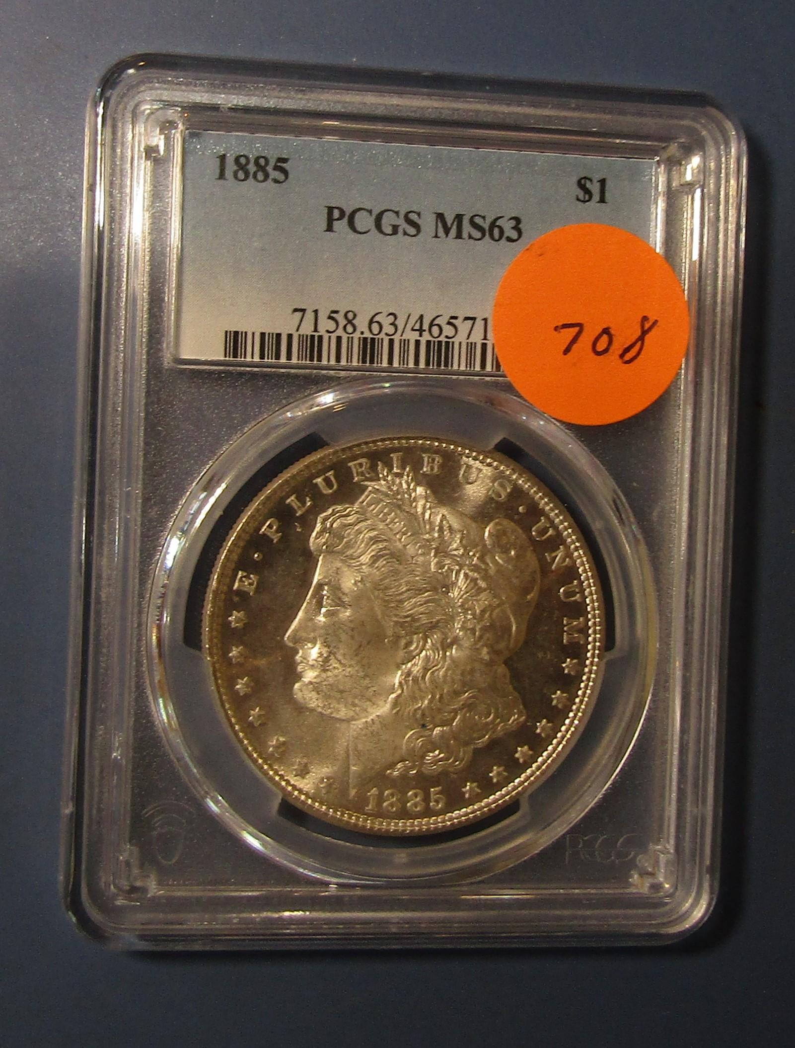 1885 MORGAN DOLLAR PCGS MS-63