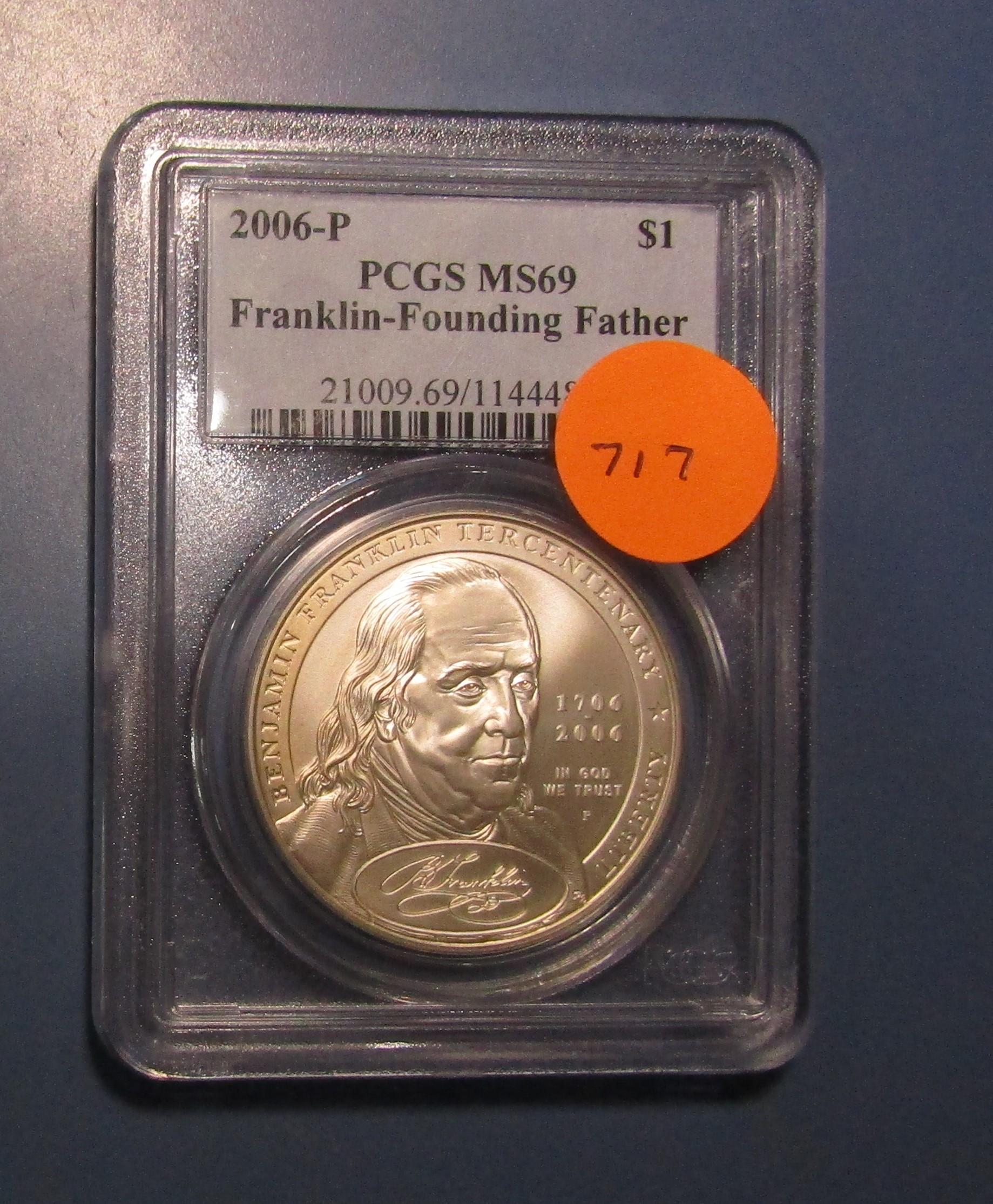 2006-P FRANKLIN FOUNDING FATHER COMMEM. DOLLAR PCGS MS-69