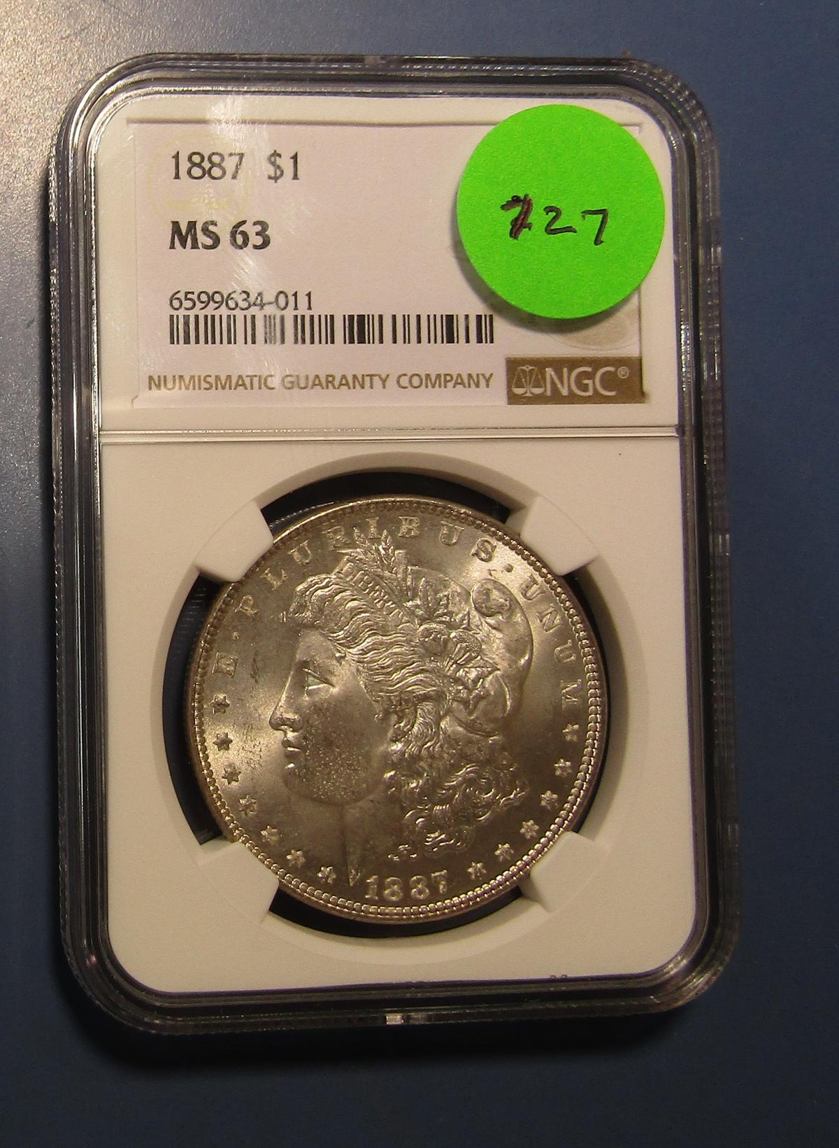 1887 MORGAN DOLLAR NGC MS-63