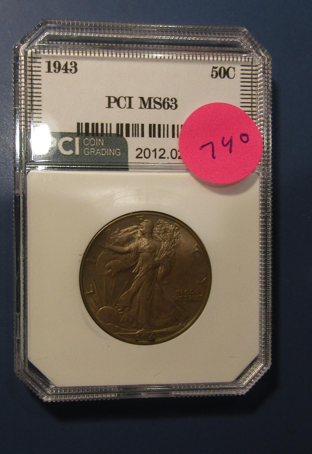 1943 WALKER HALF DOLLAR PCI MS-63