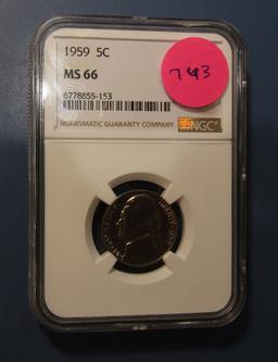 1959 JEFFERSON NICKEL NGC MS-66