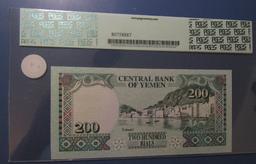 1996 YEMEN 200 RIALS NOTE PCGS SUPERB GEM NEW 67 PPQ