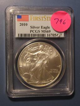 2010 AMERICAN SILVER EAGLE PCGS MS-69