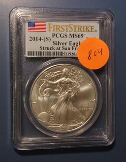 2014-S AMERICAN SILVER EAGLE PCGS MS-69