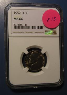 1952-D JEFFERSON NICKEL NGC MS-66