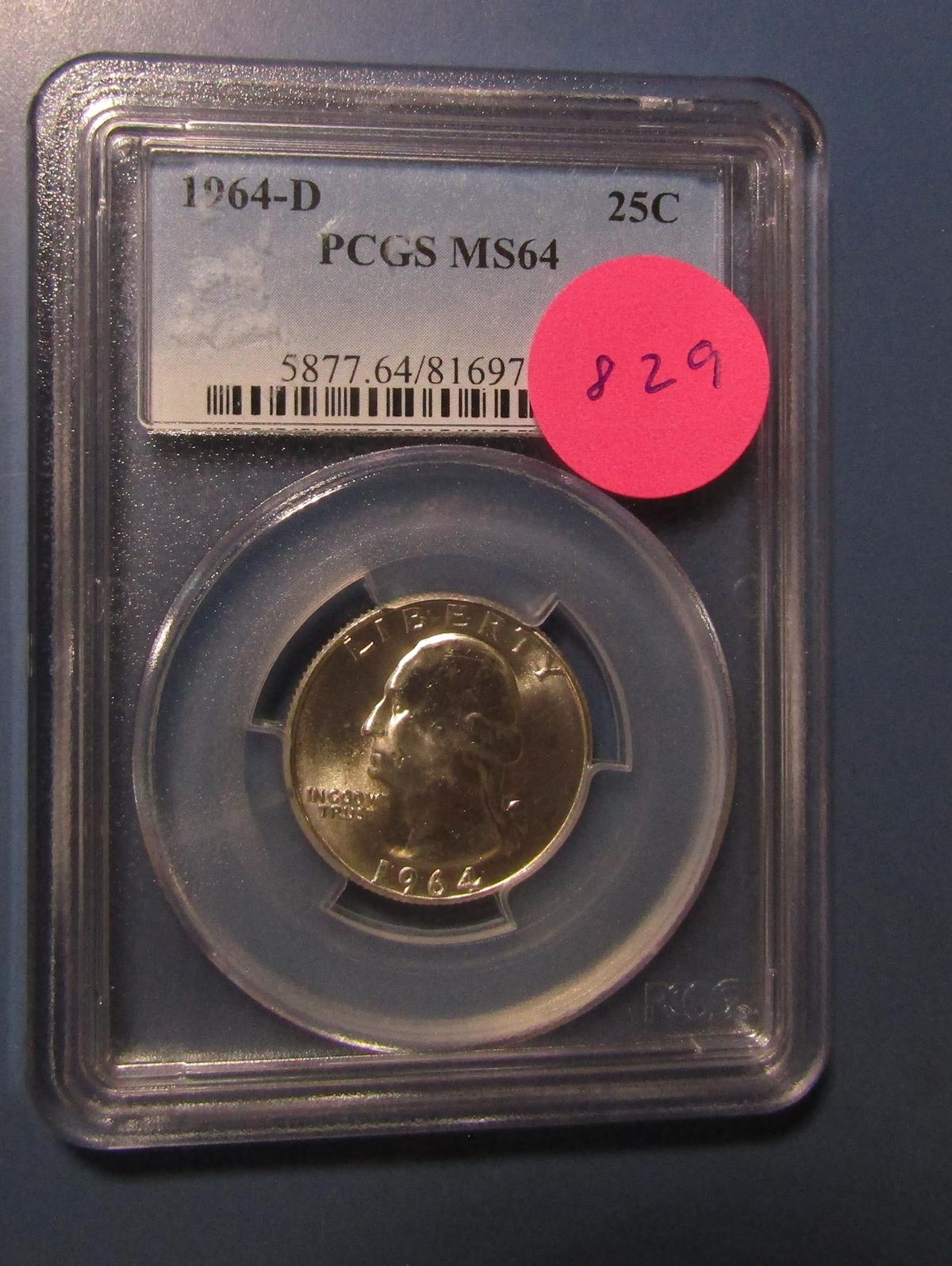 1964-D WASHINGTON QUARTER PCGS MS-64