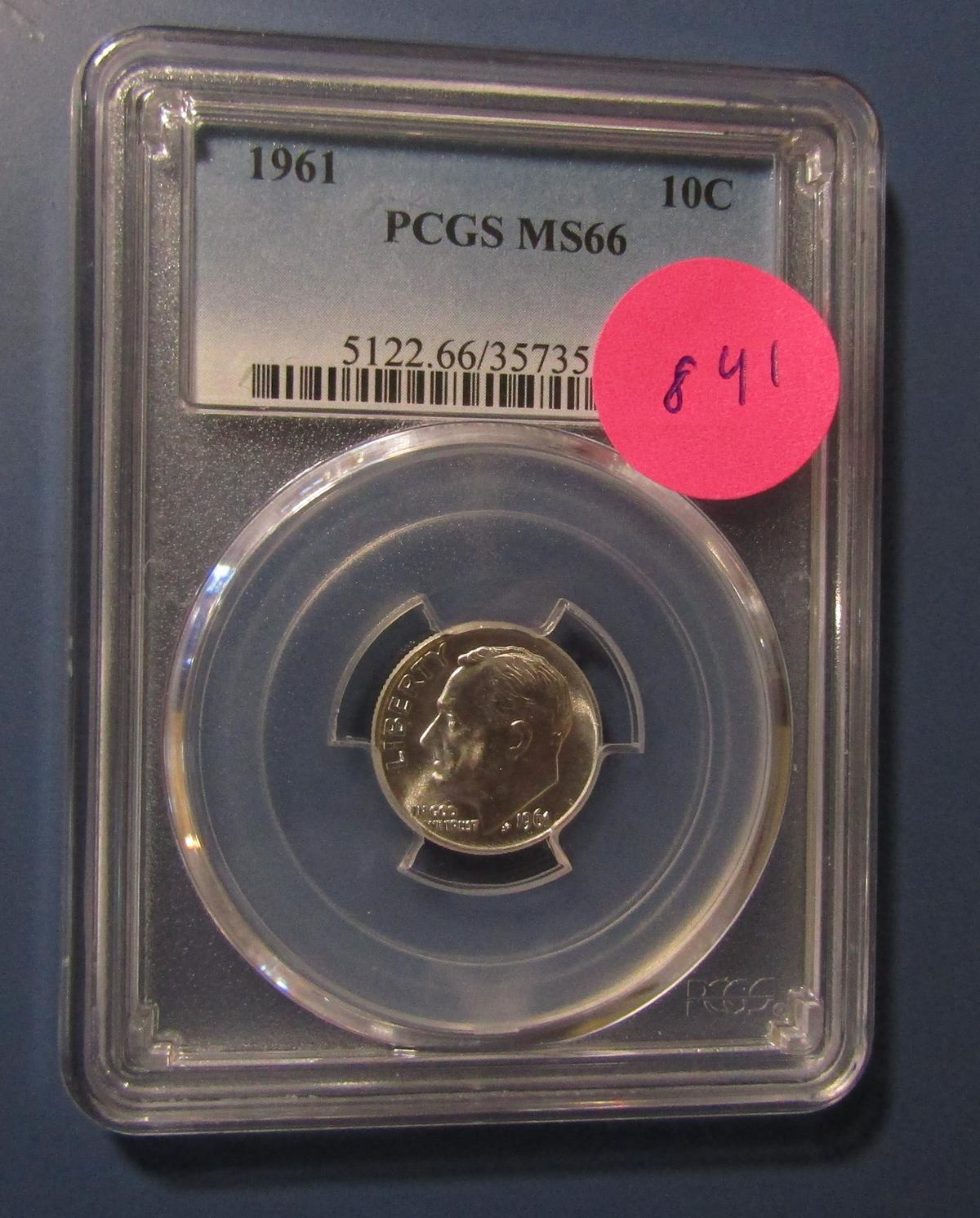 1961 ROOSEVELT DIME PCGS MS-66