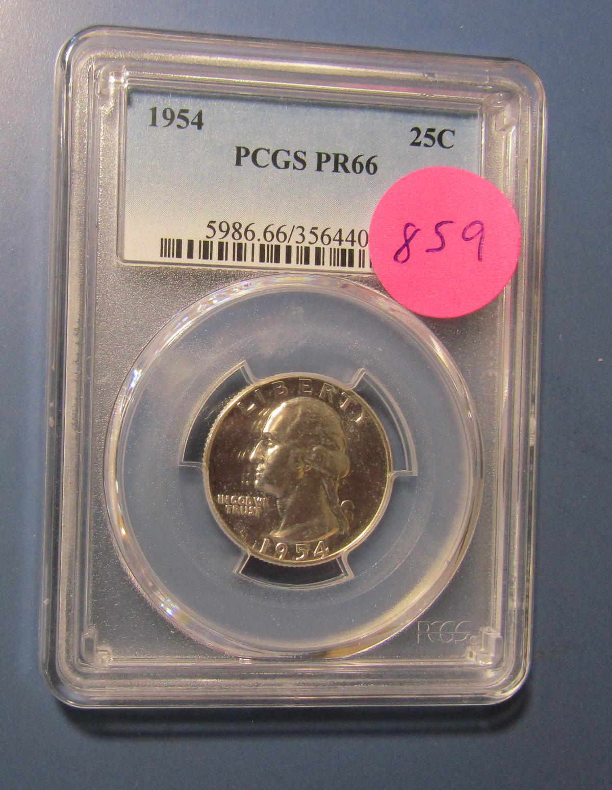 1954 WASHINGTON QUARTER PCGS PROOF-66